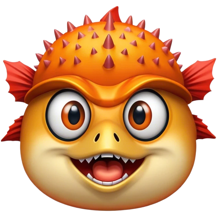 All Orange BlowFish Eyes Facing Forward all Spikes with mouth open Arizona Cardinals Hat emoji
