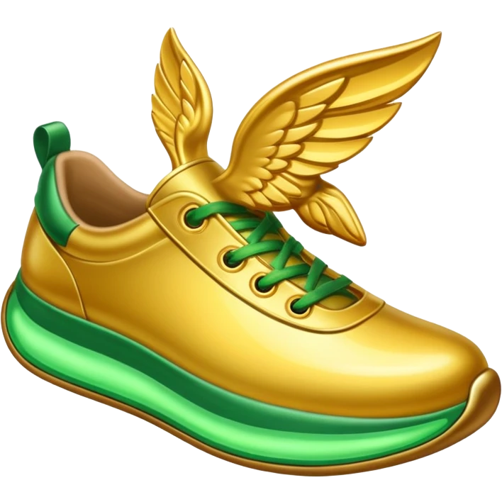 zapatilla tipo caricatura color dorada con moño verde emoji