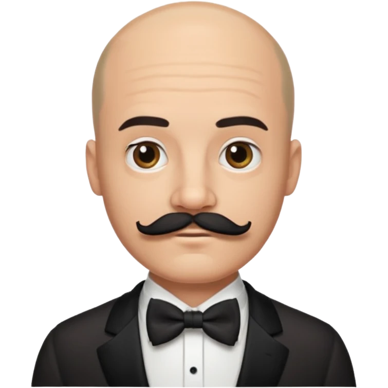 Bald guy with thick black mustache & bow tie emoji