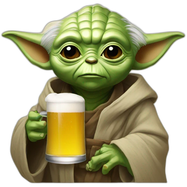 Yoda drinking beer emoji