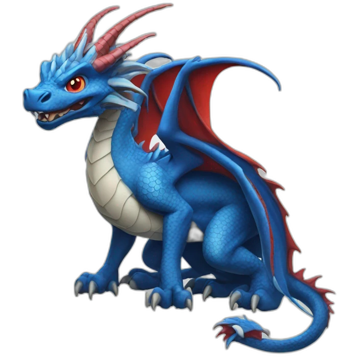 blue dragon with red eyes emoji
