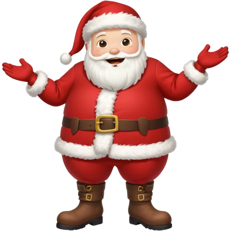 A round-bellied Santa cosplay guy with oversized boots, laughing warmly emoji