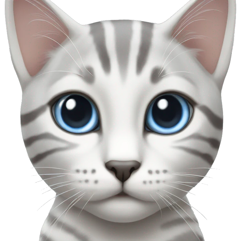 White and grey tabby blue eyes emoji