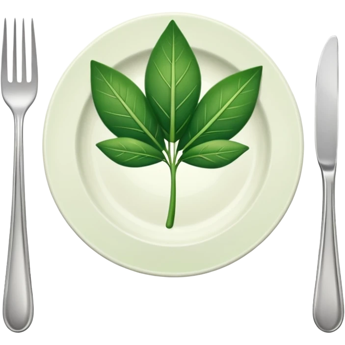 plate with a green leaf and fork emoji