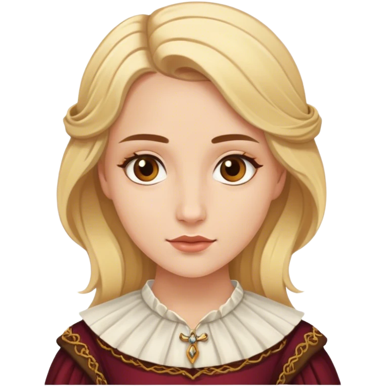 blonde model, brown eyes, Shakespearean  emoji