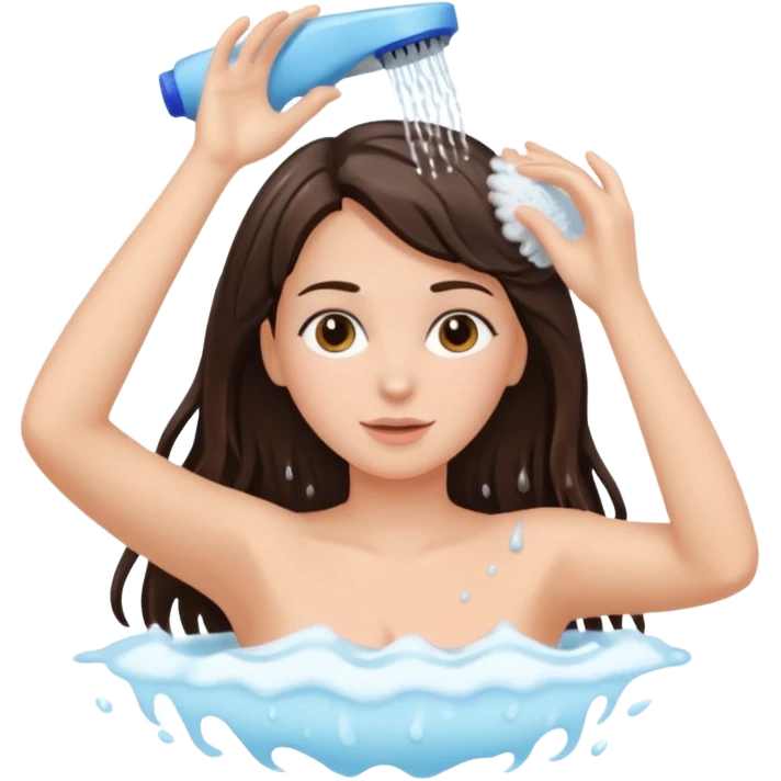 Beautifull brunette girl wash het hair emoji