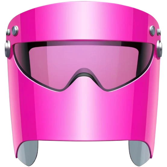 oversized frameless pink shield visor, futuristic Y2K style, wrap-around one-piece lens emoji