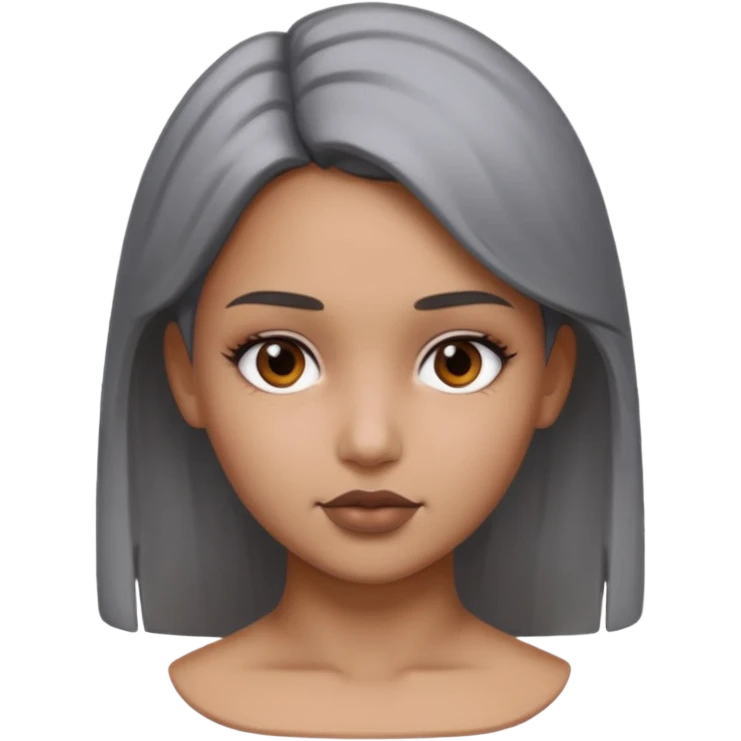 gray metal painted girl bust face included emoji