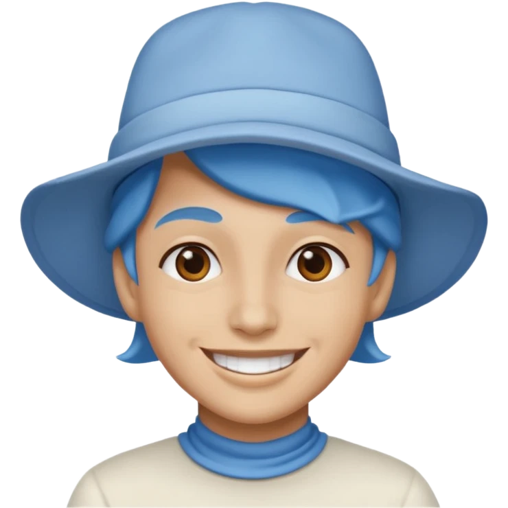 A blue face with a White cap it looks like the smurfs emoji