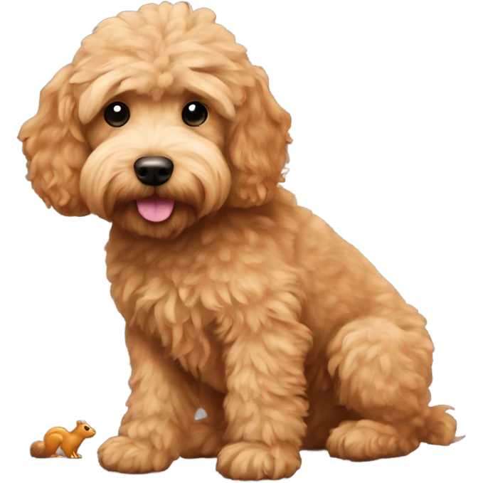 Mini goldendoodle with squirrel  emoji