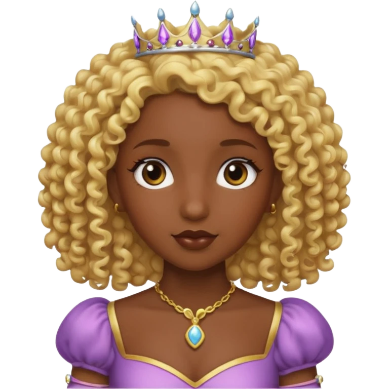blonde curly haired princesse dark face emoji