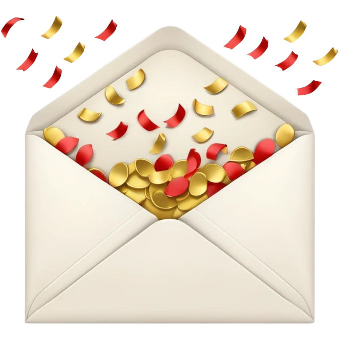 white envelope with gold confetti emoji