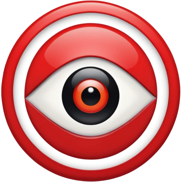 Red circle with a white circle inside and inside the white circle is a black circle like an evil eye nazar emoji