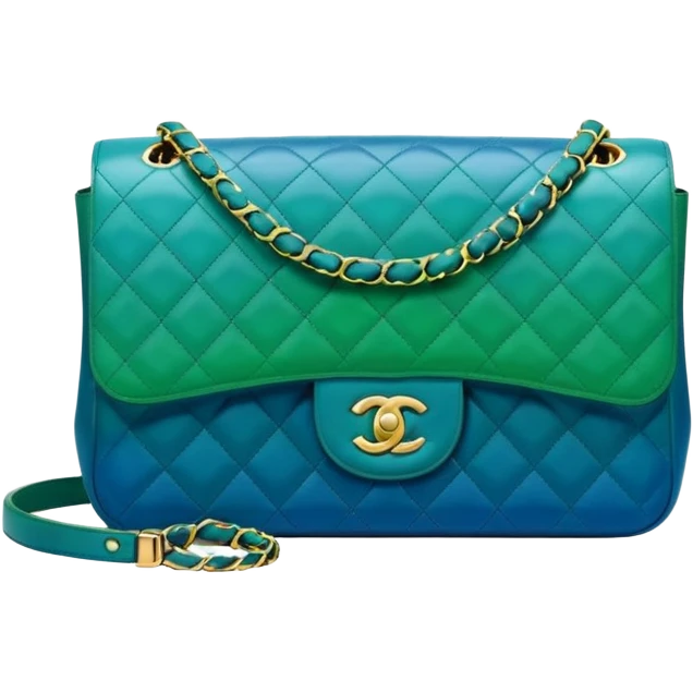 Chanel classic flap bag blue ombre to green emoji