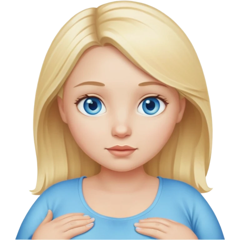 Blonde girl with blue eyes, pregnant with child emoji