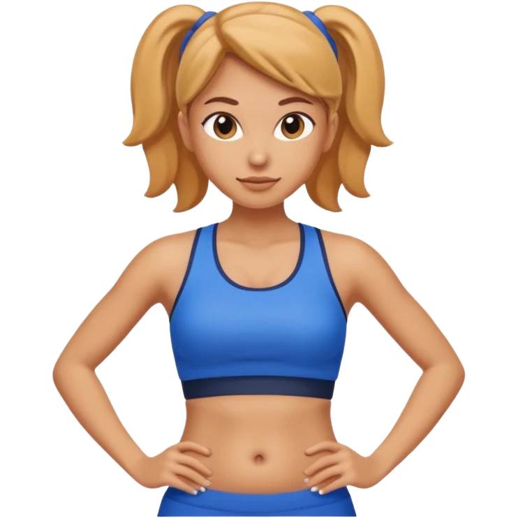 sporty woman cartoon emoji style belly abs blue cloths emoji
