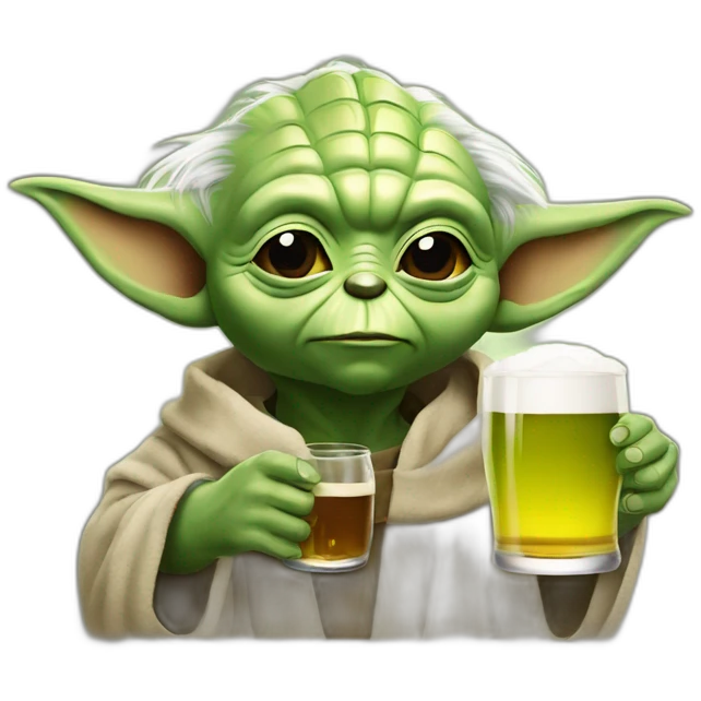 Yoda drink a beer emoji