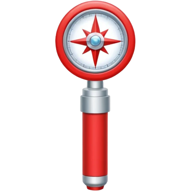 The korean Kpop boy group "Stray Kids" lightstick. The lightstick is red and white with a compass star in the middle. emoji