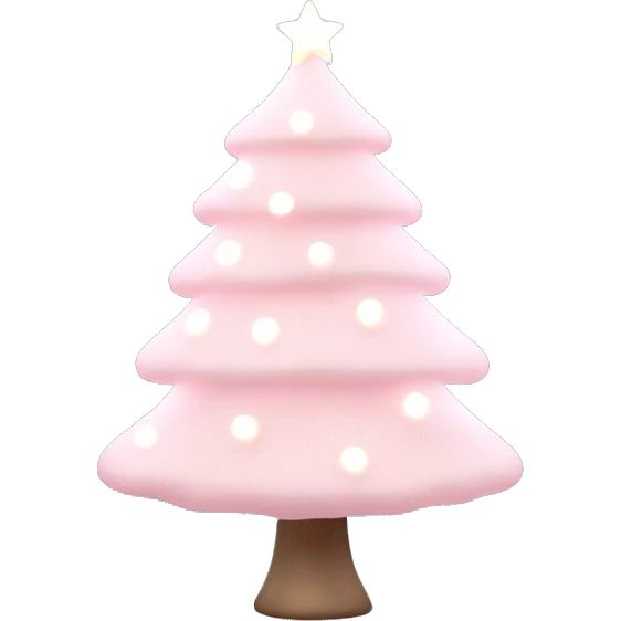 soft light pink christmas tree with white lights  emoji