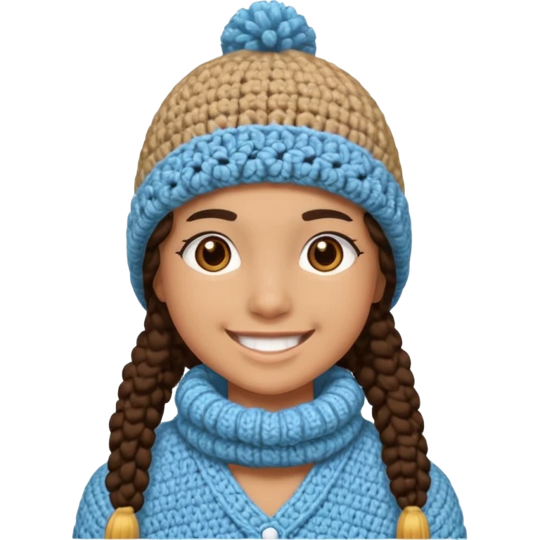 high school student wearing a crochetted winter hat emoji