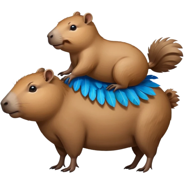 Capybara flying on top of a bird emoji