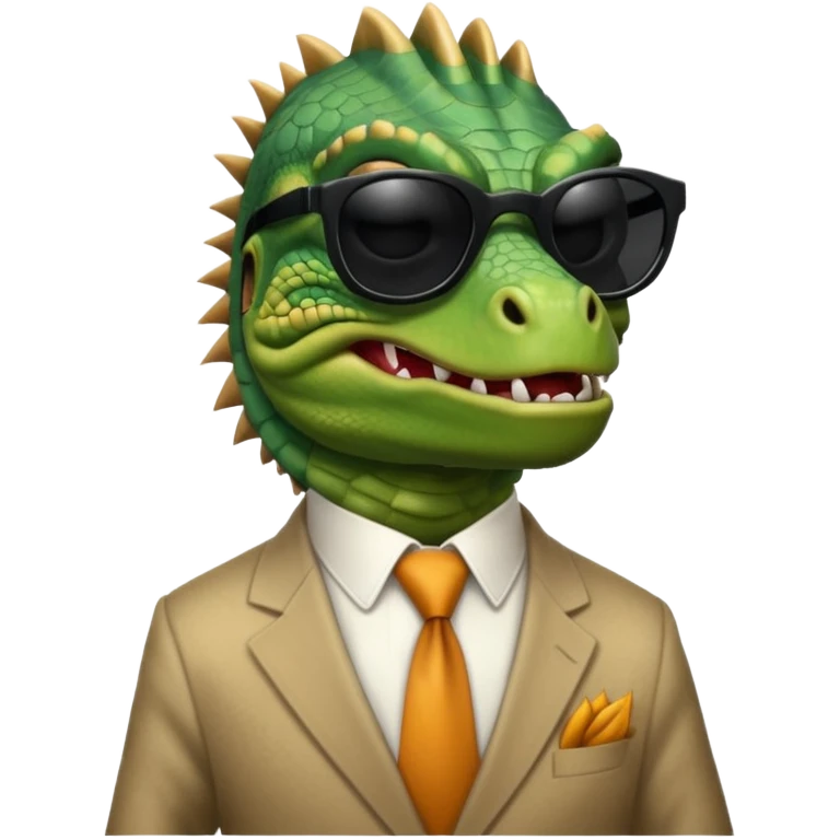 capitalist iguana banker godfather with black sunglasses breakdance scaring emoji