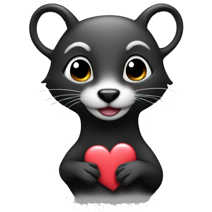 cute black weasel with hearts emoji