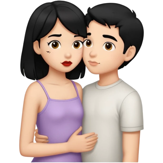 Boy blak hair kissing girl blak hair emoji
