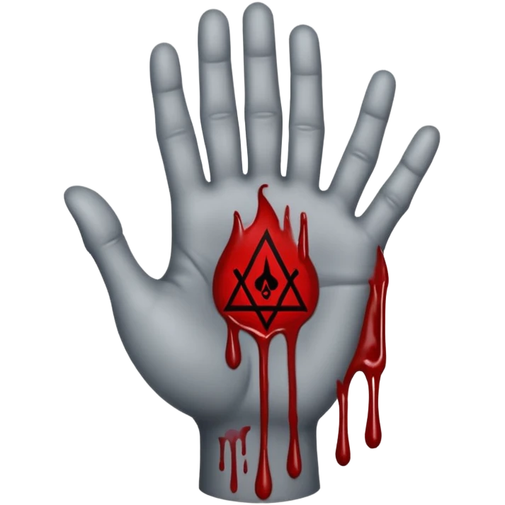bloody grey hand with an occult symbol on the palm emoji