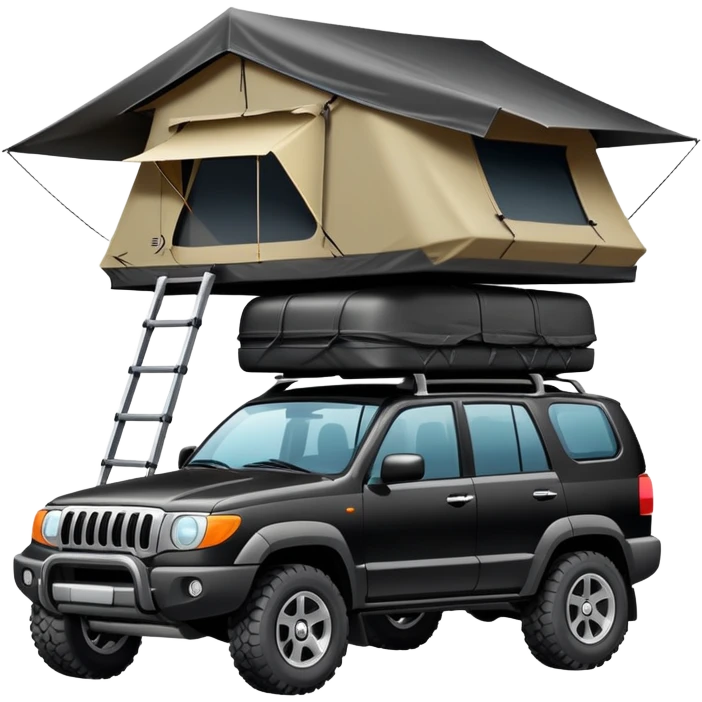 black car with roof tent emoji