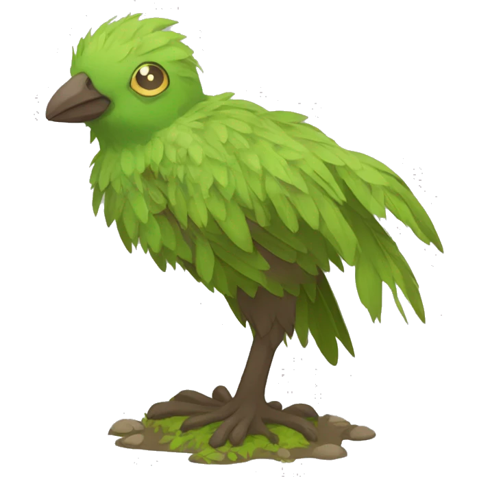 earthly muddy fresh Cool Cute Fantasy legendary swampy tree-jungle-bird plant-grass-type-Dendro-avian Fakemon full body emoji