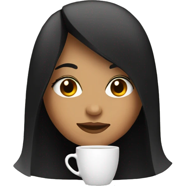 girl with straight black hair drinking coffee emoji