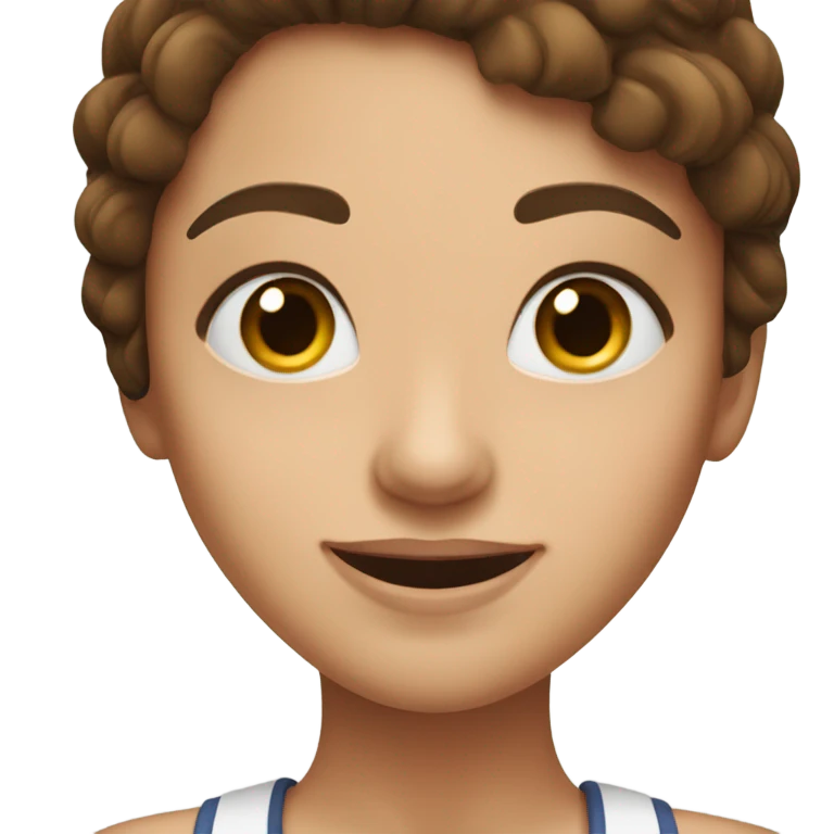 cheerful girl with brown hair and thick eye brows emoji