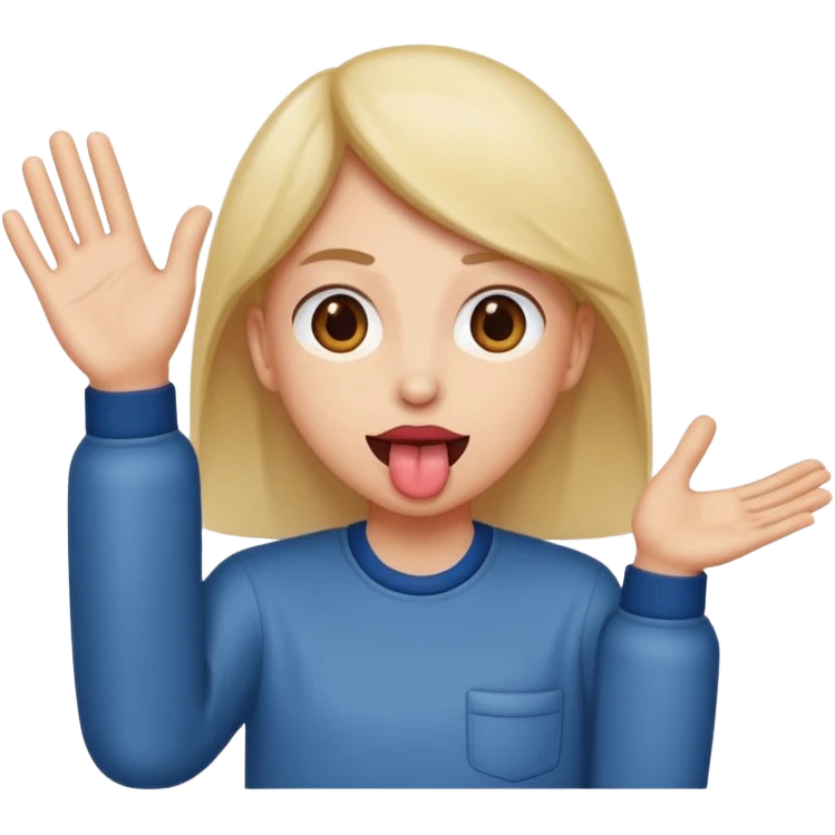 Tongue out with hands to the side emoji