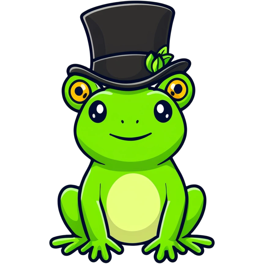 Frog wearing top hat emoji