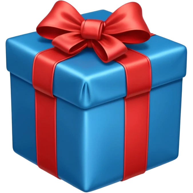 Blue present with red bow emoji