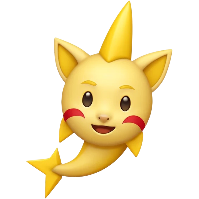 yellow emoji with red cheeks and pointy ears, small lightning bolt tail, 3D emoji style, 1:1
 emoji