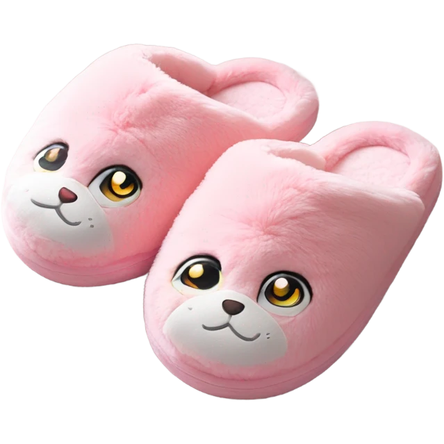 soft pink cute furry sleep slippers emoji