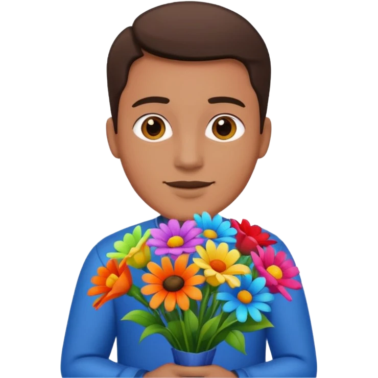 Man with holding flowers emoji