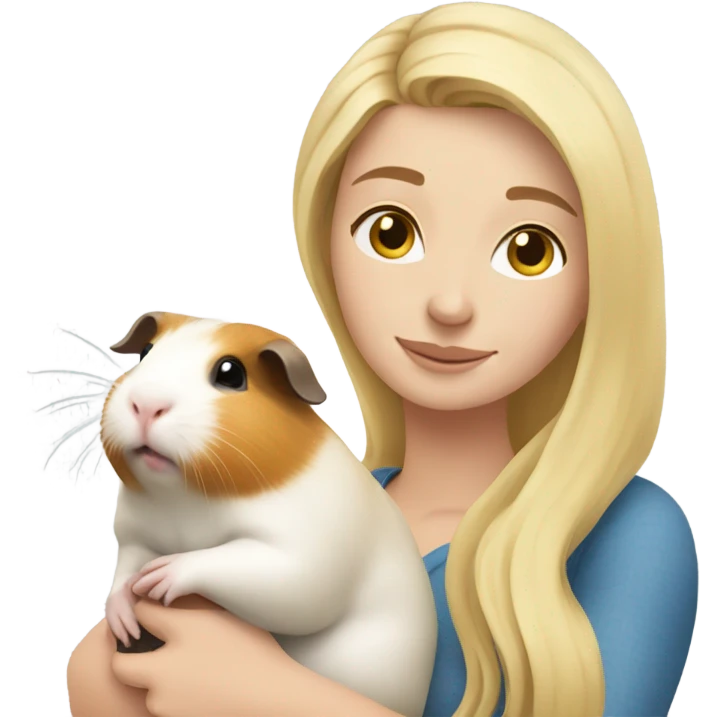 blonde woman hugging a guineapig emoji
