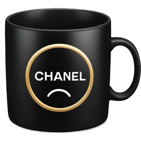 Black mug with chanel sign on  emoji