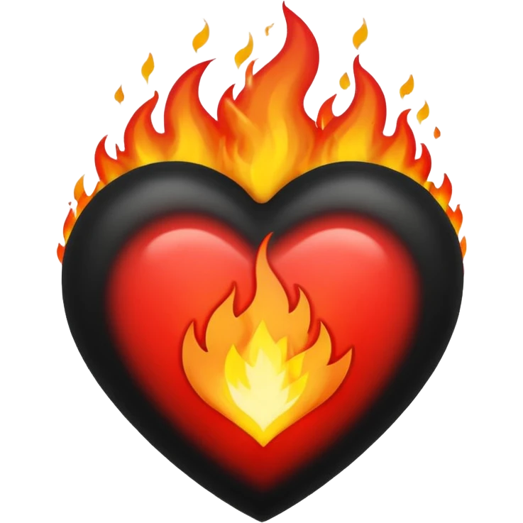 Black and red heart on fire emoji