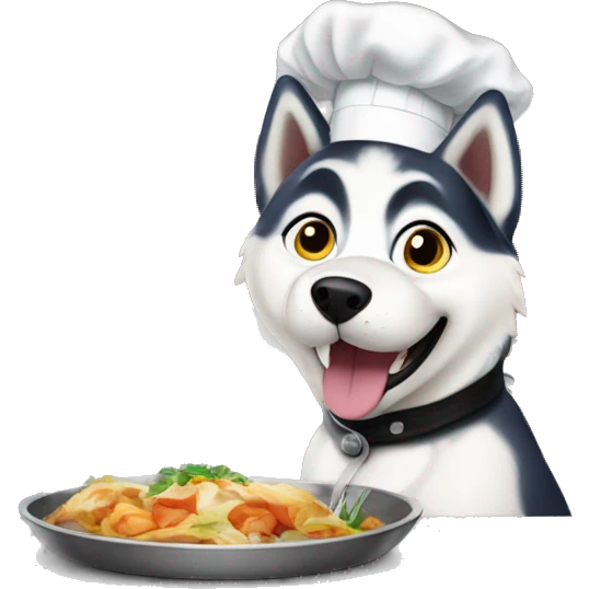 A Siberian husky as a chef in a restaurant  emoji