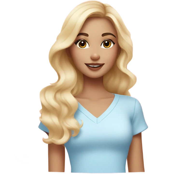 Make a girly, skincare coquette baby blue girl blonde emoji