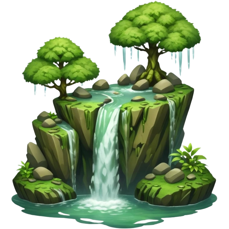 Flying Island – Floating rock with trees and waterfall emoji