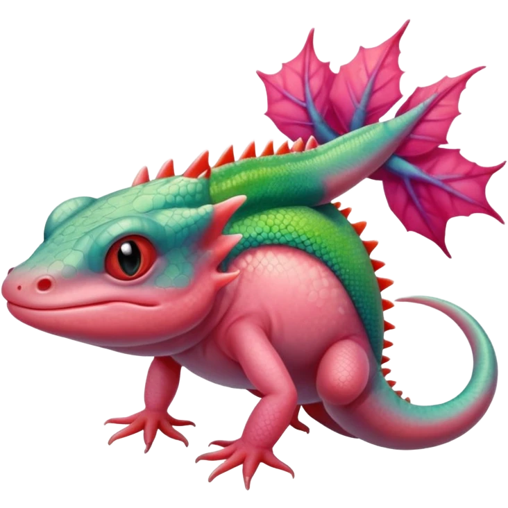 An anthropomorphic axolotl mixed with a lizard. emoji