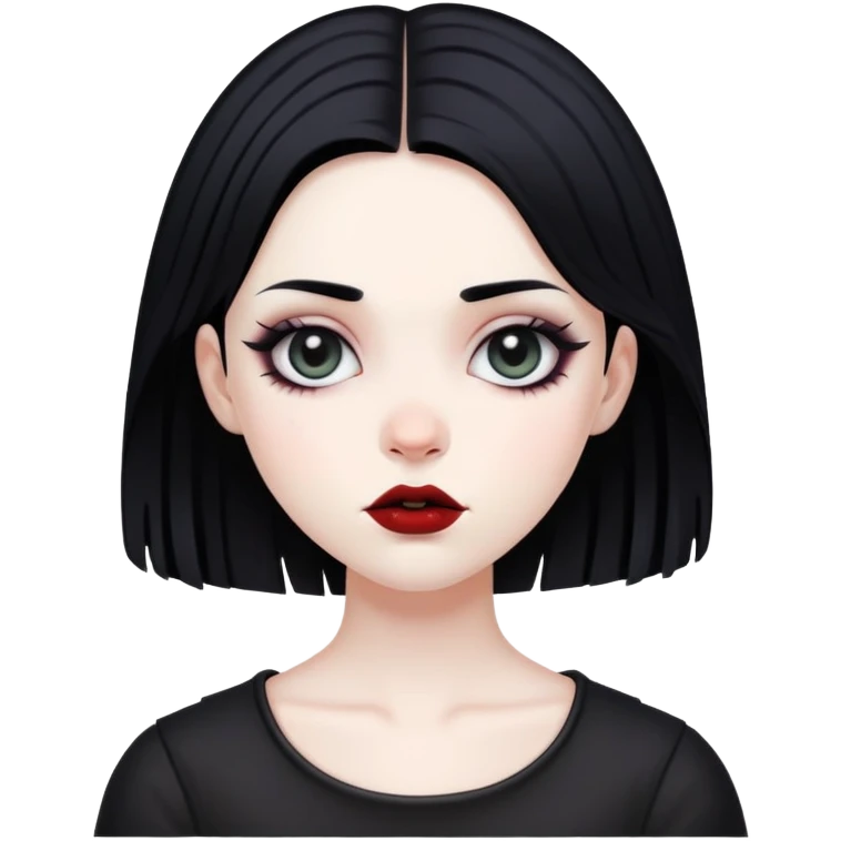 pale skin goth girl with black hair emoji