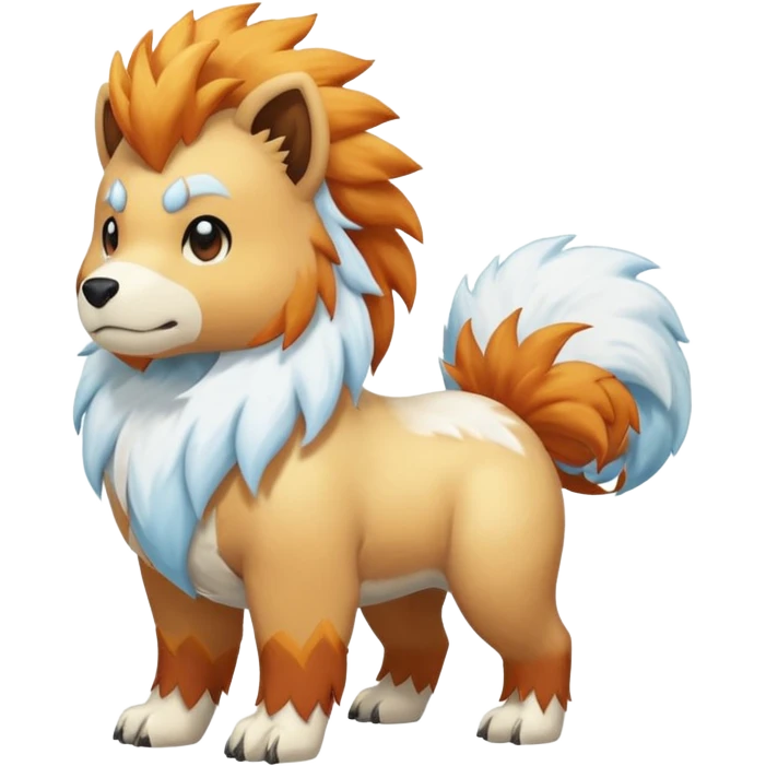 White snowy furry bushy frosty coy glacial icy Growlithe-Aracanine-Ponyta-Entei-fusion (full body) emoji