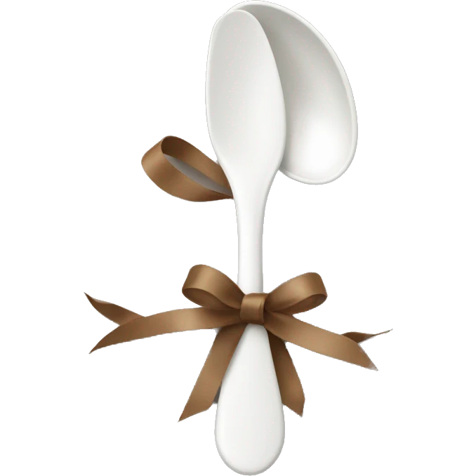 White Spoon tied with a soft brown ribbons  emoji