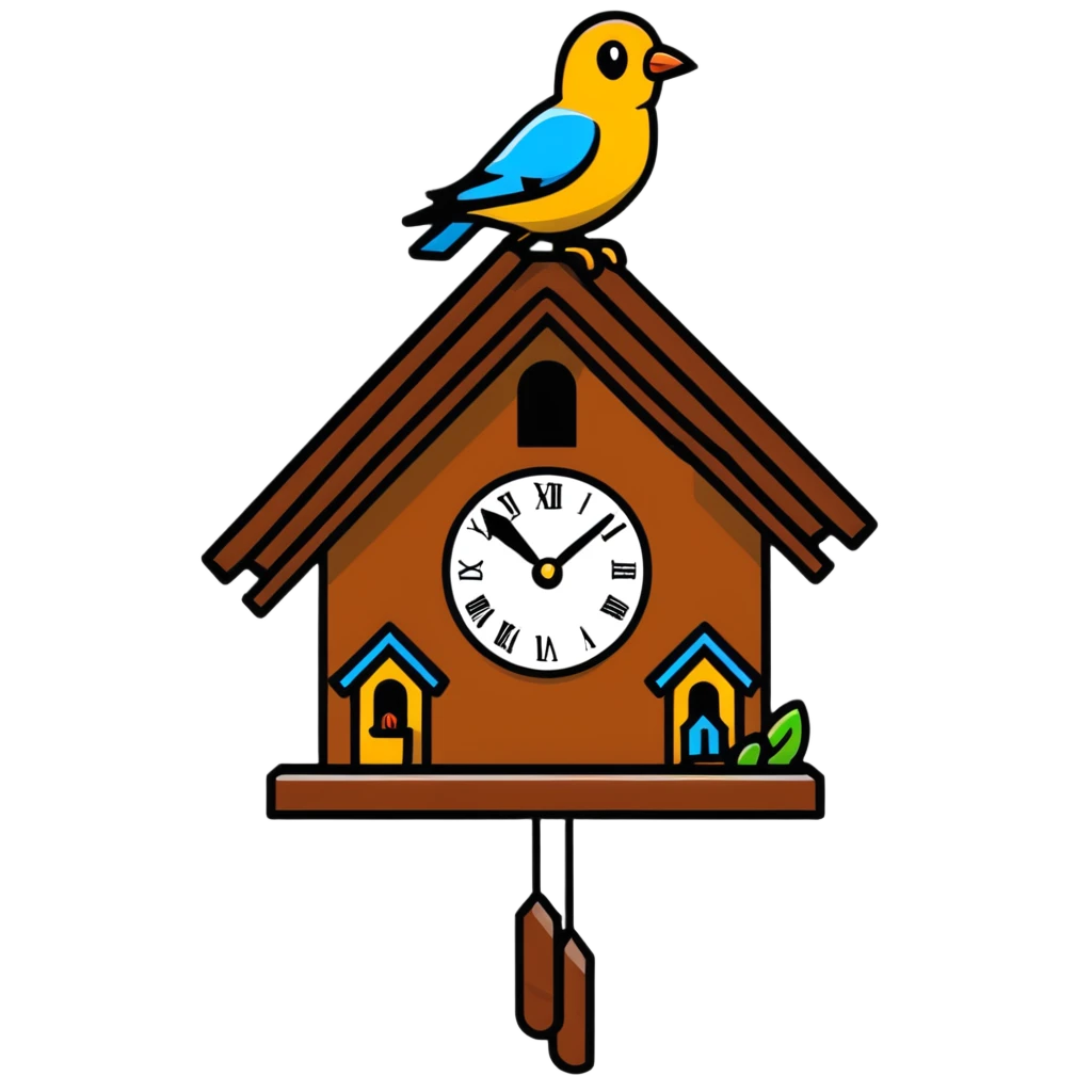 cuckoo clock with bird popping out emoji